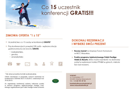 Co 15 uczestnik konferencji GRATIS - MCC Mazurkas