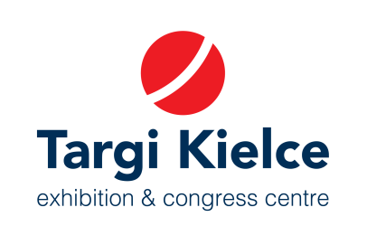 Dwie półkule i czerwony punkt po środku - nowe logo Targów Kielce